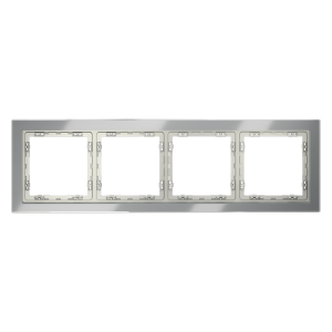 Рамка стеклянная Voltum S70 на 4 поста Сталь глянцевая VLS110405