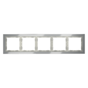 Рамка стеклянная Voltum S70 на 5 постов Сталь глянцевая VLS110505